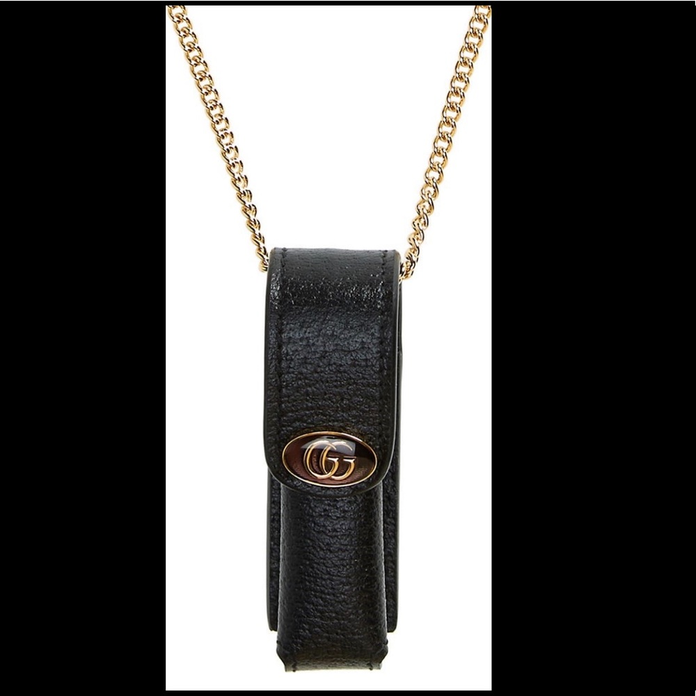 Gucci leather lipstick holder necklace